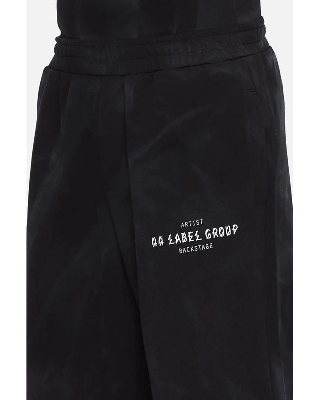 44 Label Group Black Logo-Print Faded-Effect Shorts for men