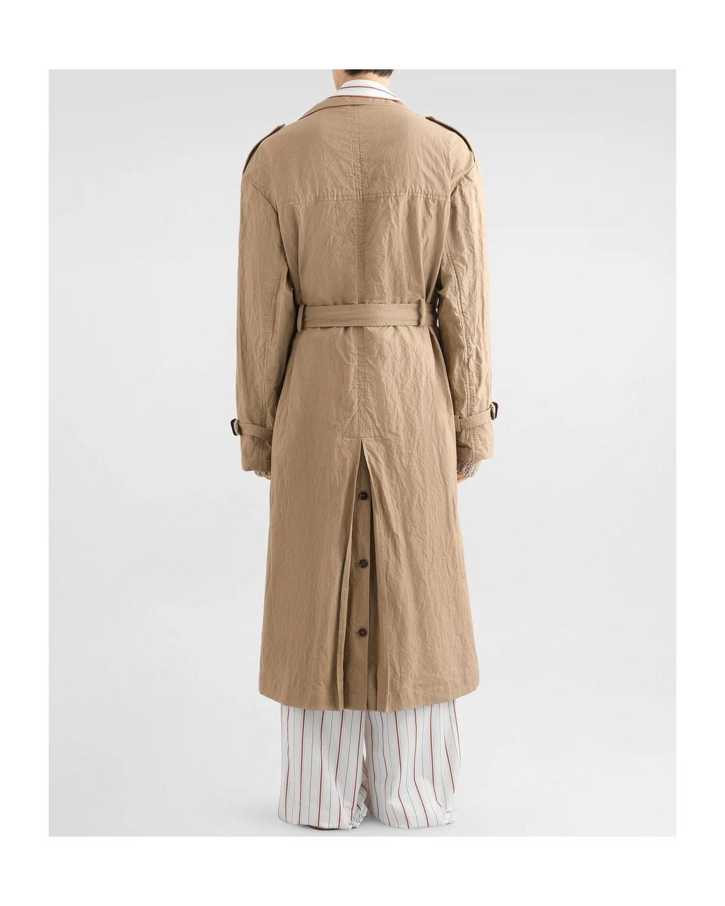 Dolce & Gabbana Natural Crinkled Belted Trench Coat for men