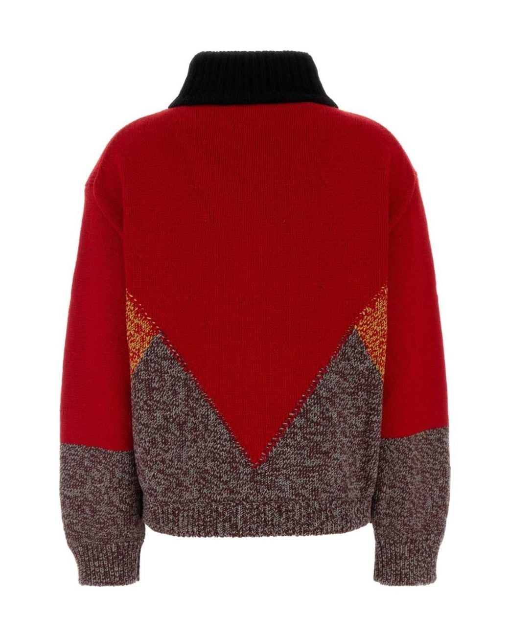 Marni Red High Neck Loose Fit Cardigan