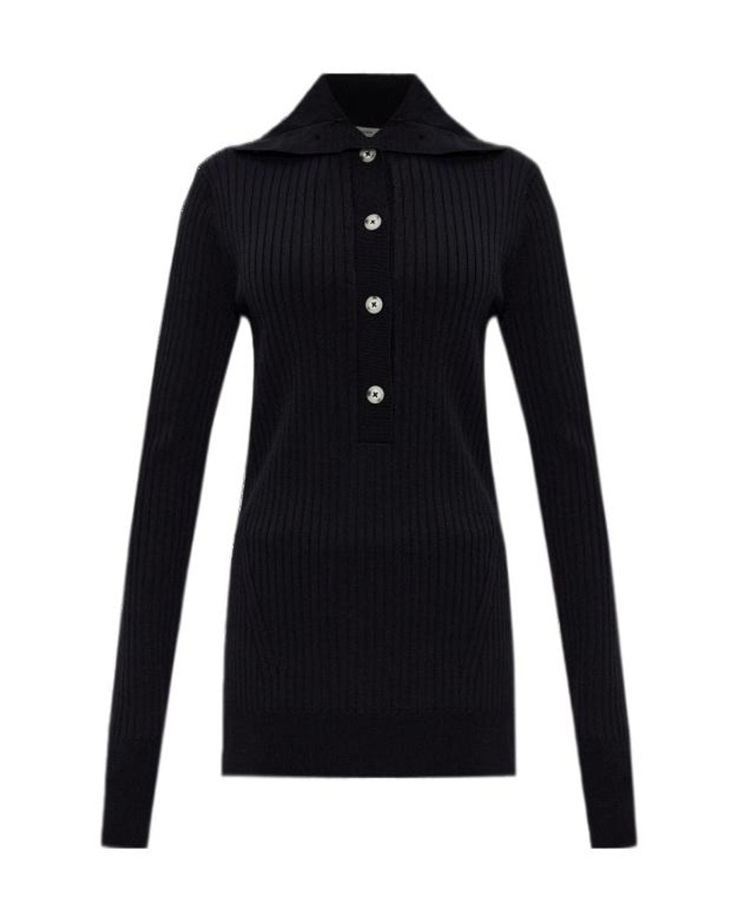 Entire studios Blue Ribbed Polo Knitted Top