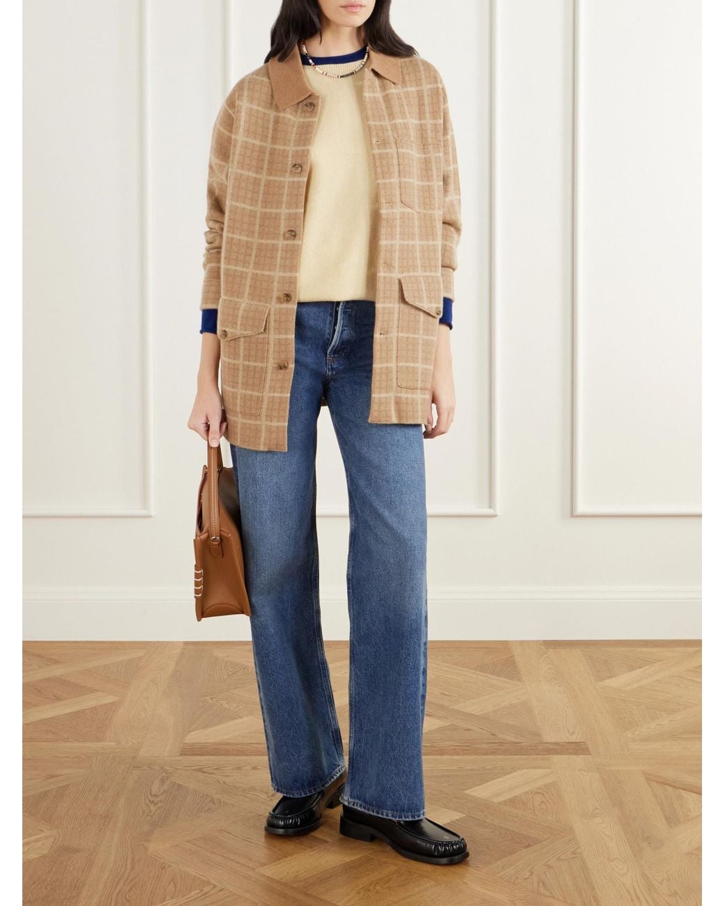 Guest In Residence Natural Checked Wool And Cashmere-Blend Jacket