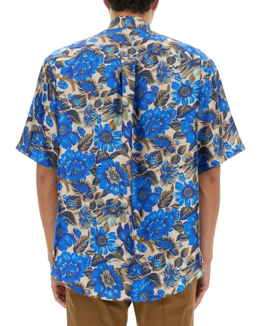 Moschino Blue Floral Pattern Shirt for men