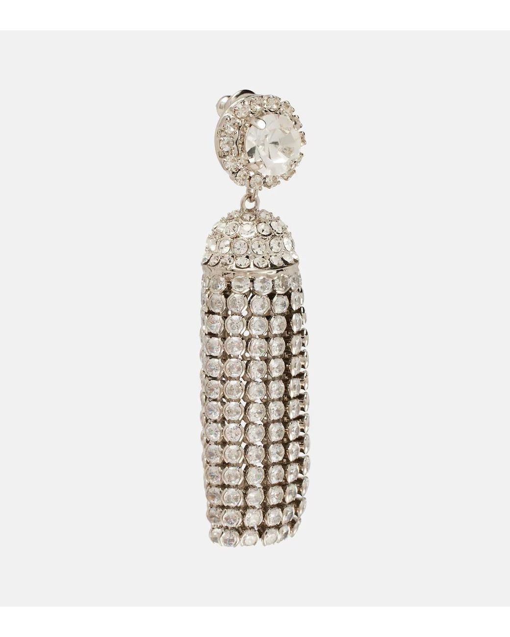 Rabanne White Crystal-Embellished Drop Earrings