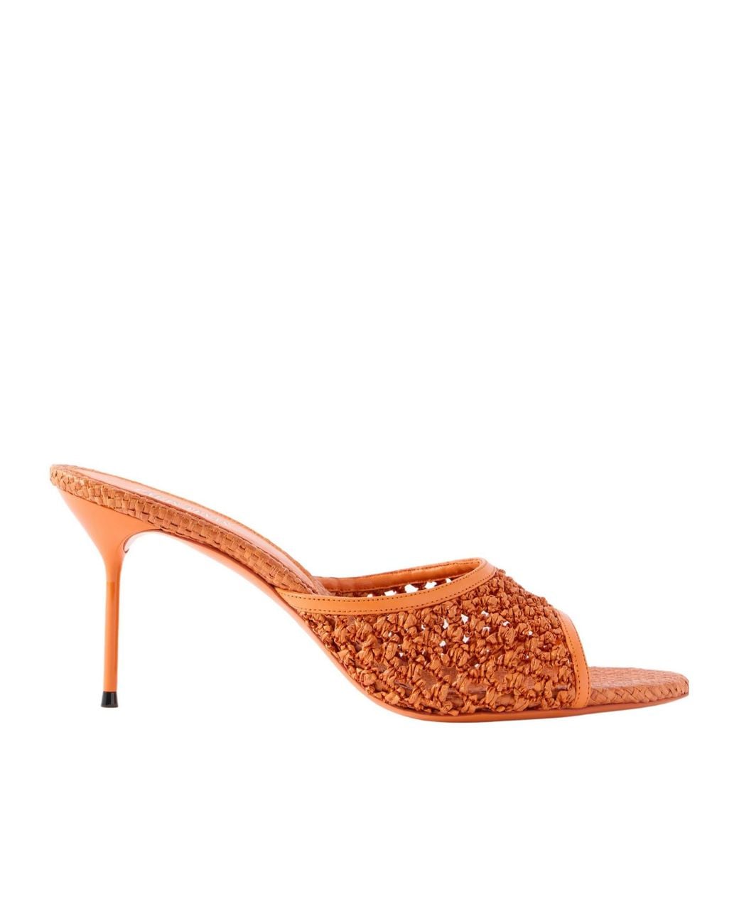 Paris Texas Brown Lidia 70 Leather-Trimmed Straw Mules