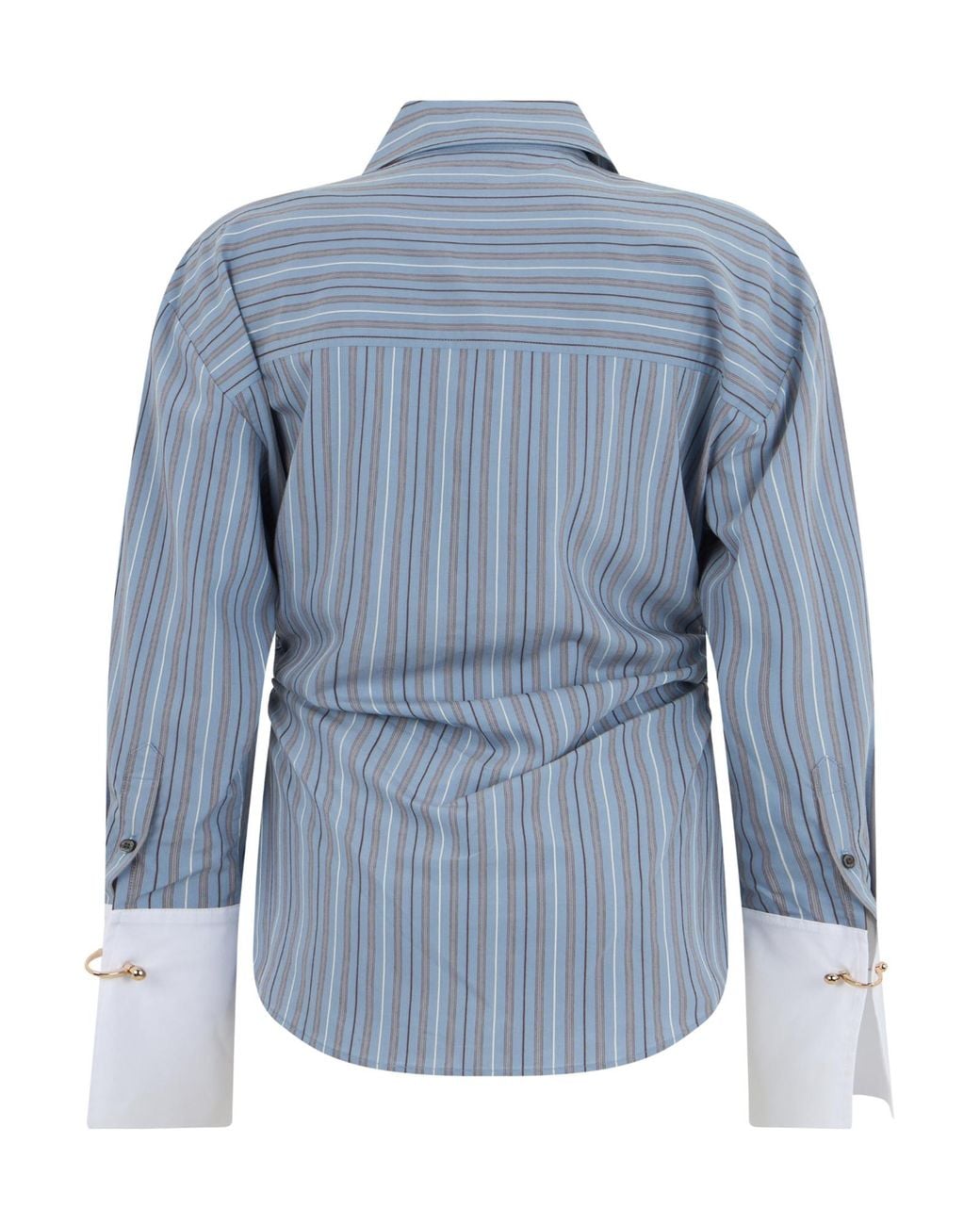 Veronica Beard Blue Ruched Striped Shirt