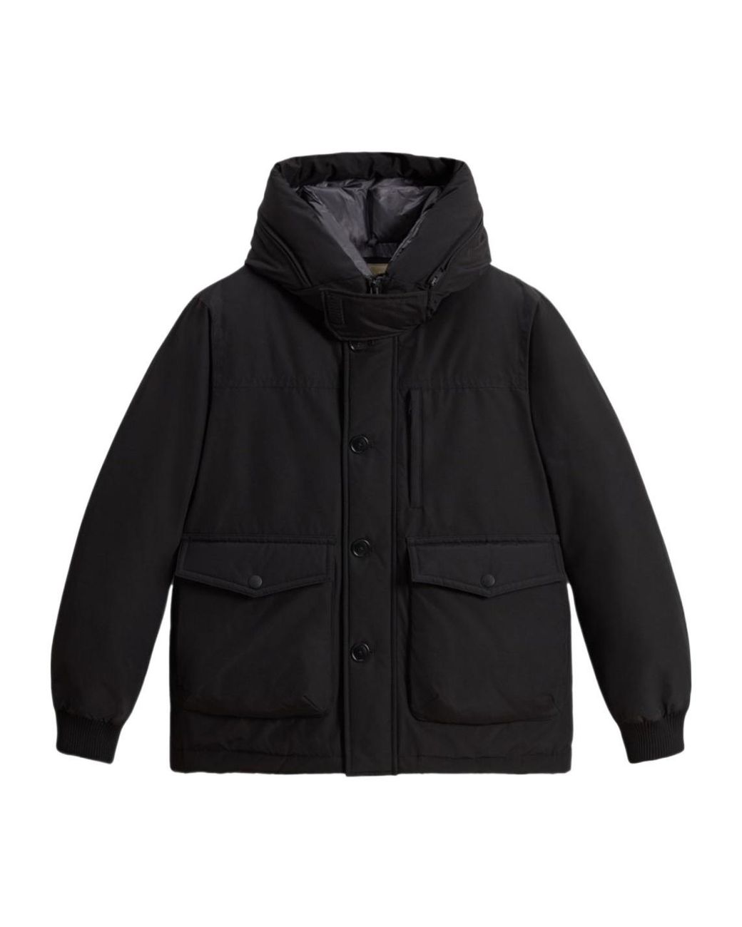 Woolrich Black Ramar Cloth Hooded Bomber Jacket for men