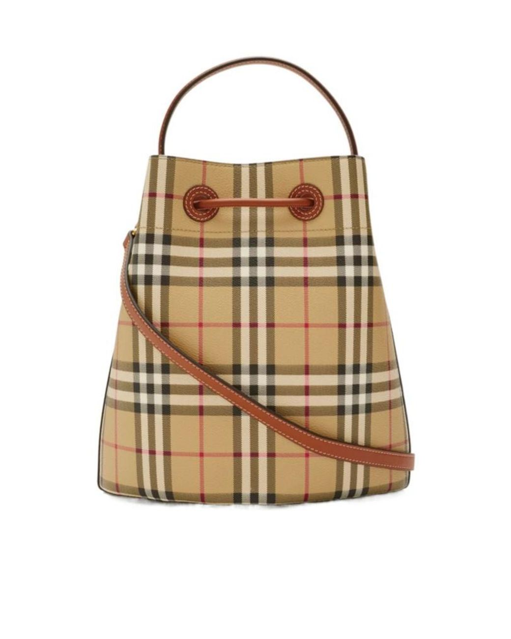 Burberry Natural Small Tb Checked Bucket Bag