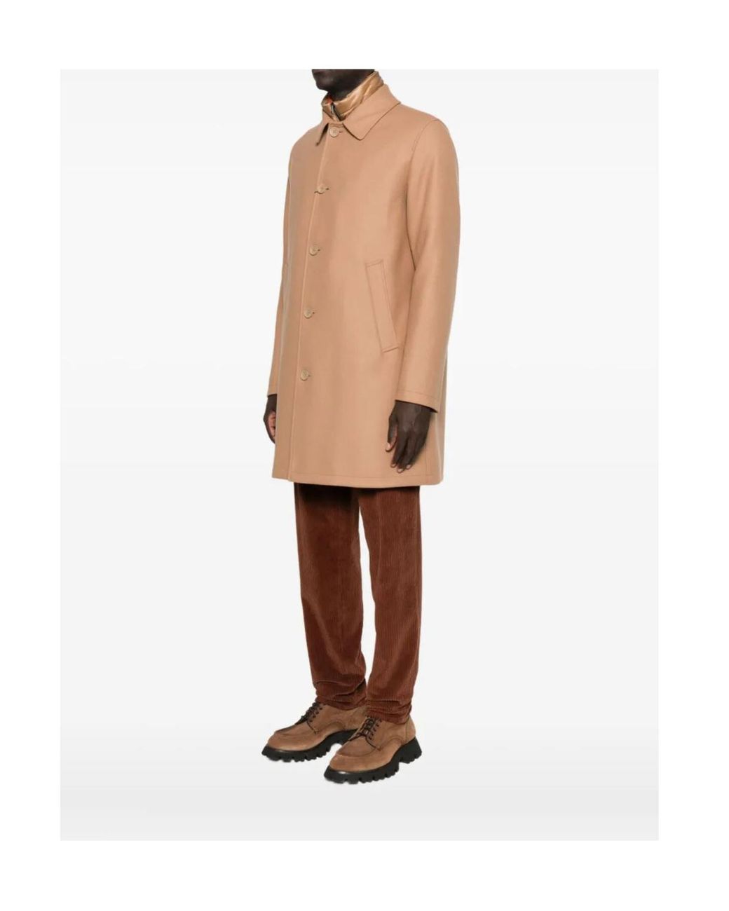 Herno Natural Button-Fastening Wool-Blend Coat for men