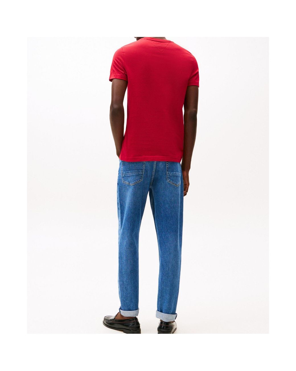 Tommy Hilfiger Red Logo Short Sleeve T-Shirt for men