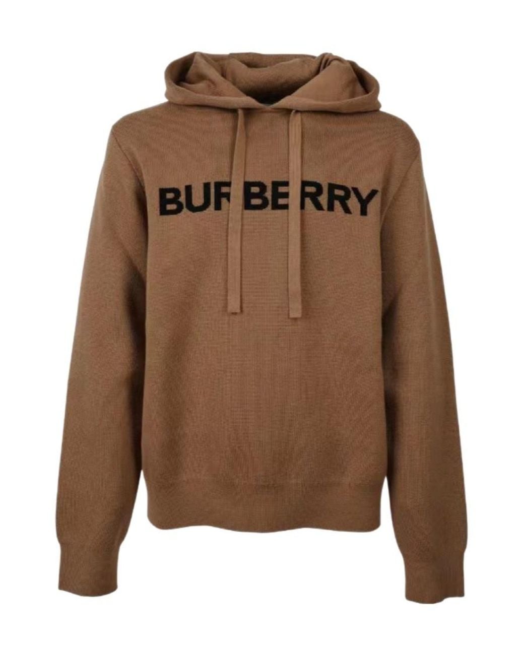 Burberry Brown Logo-Intarsia Knit Hoodie for men