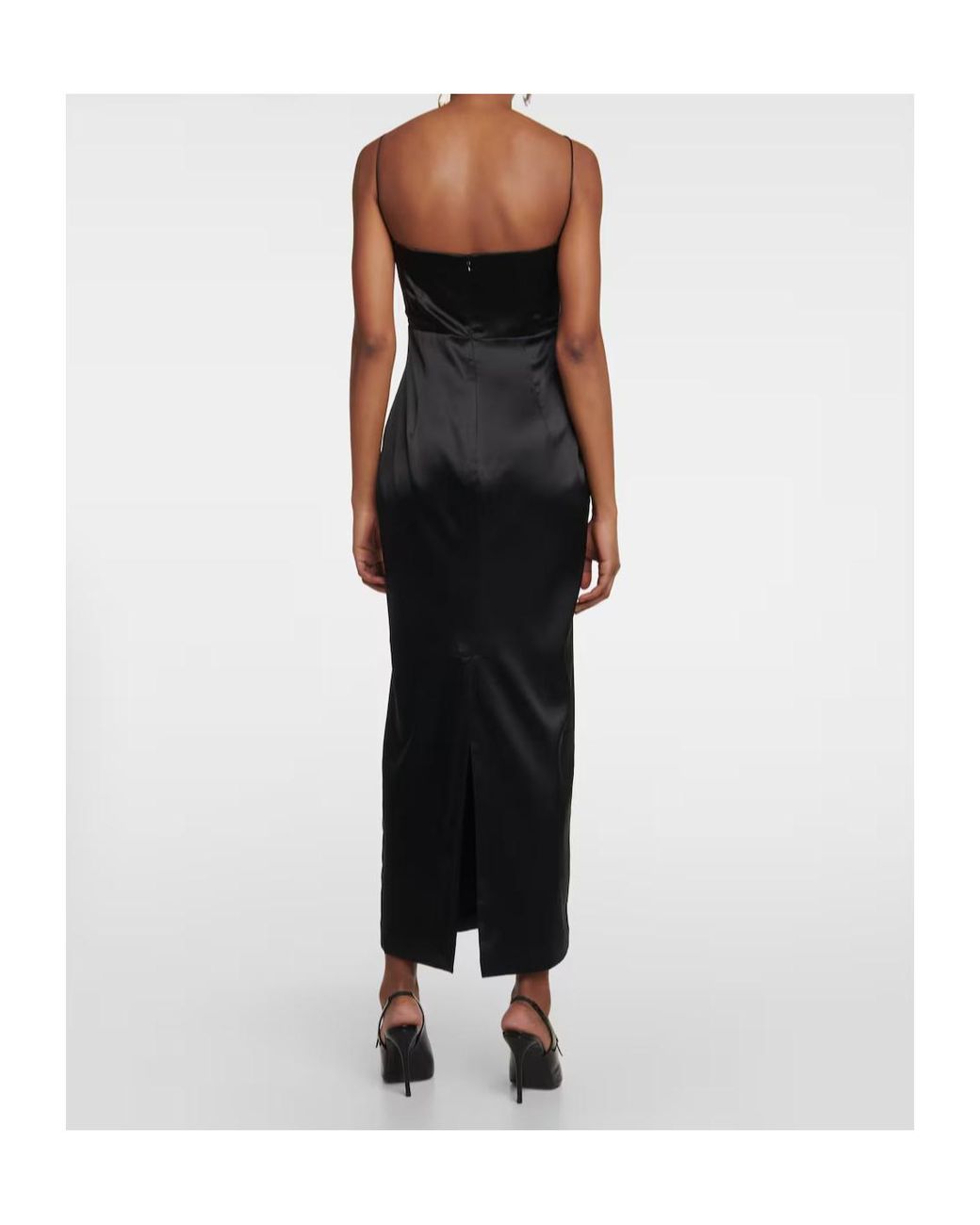 Alessandra Rich Black Silk-Blend Satin Maxi Dress
