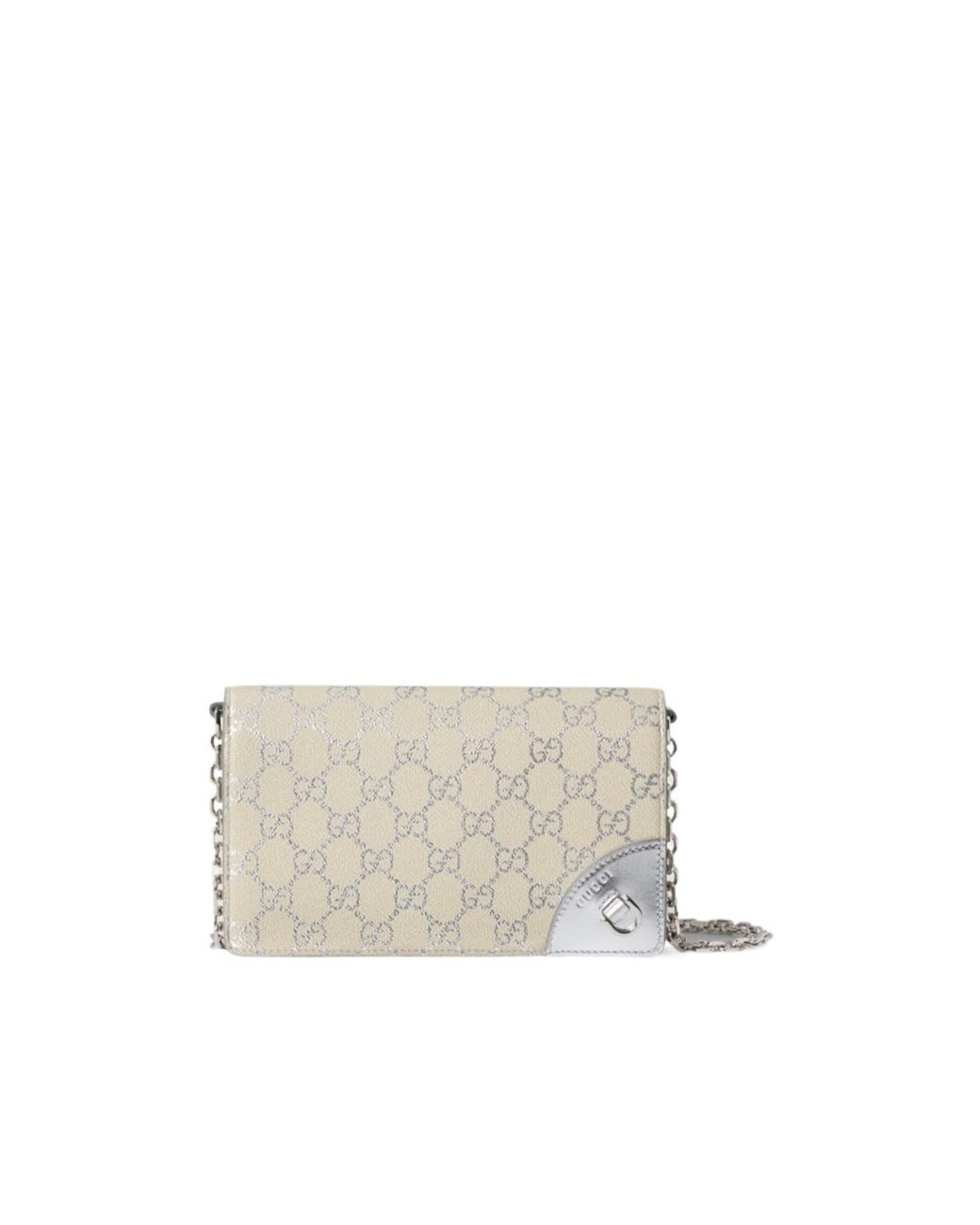 Gucci White Gg Emblem Wallet On Chain