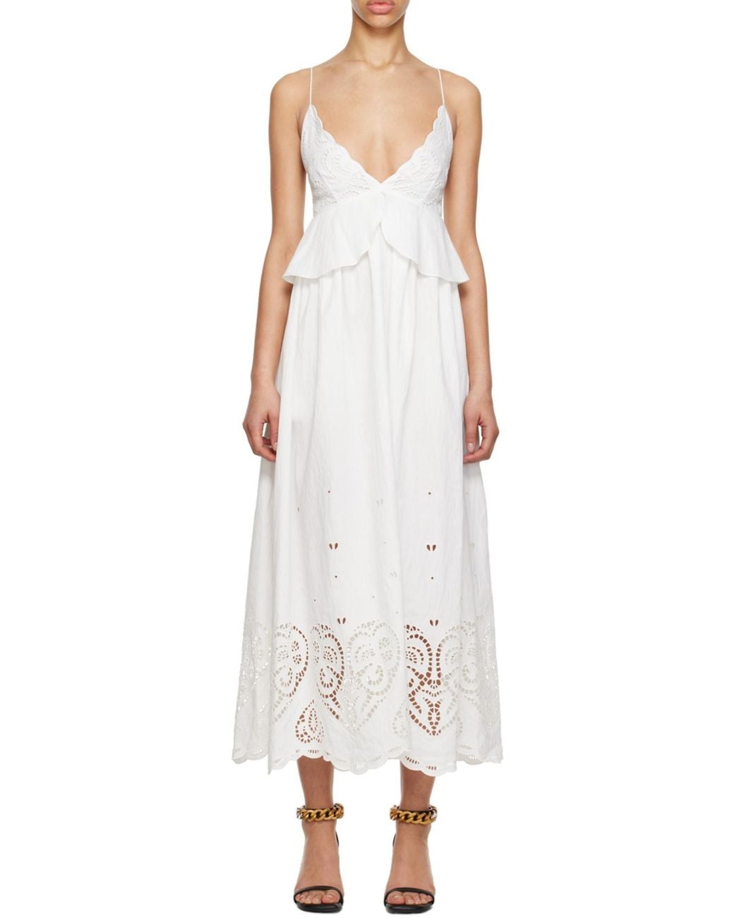 Stella McCartney White Brodarie Anglaise Strapped Maxi Dress