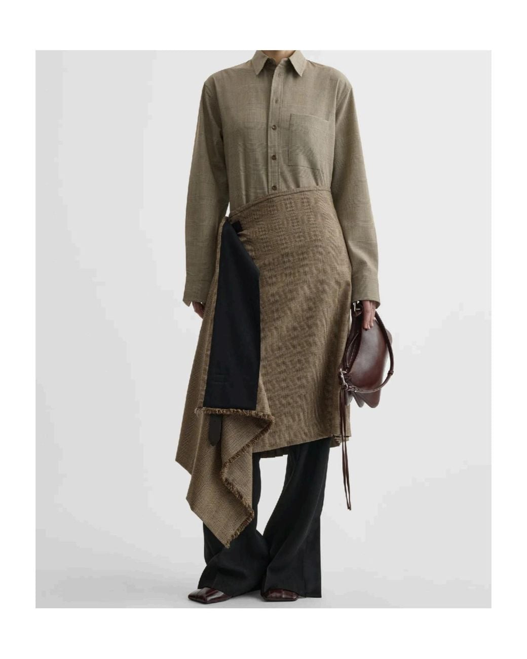 Phoebe Philo Brown Belted Pleated Mini Skirt