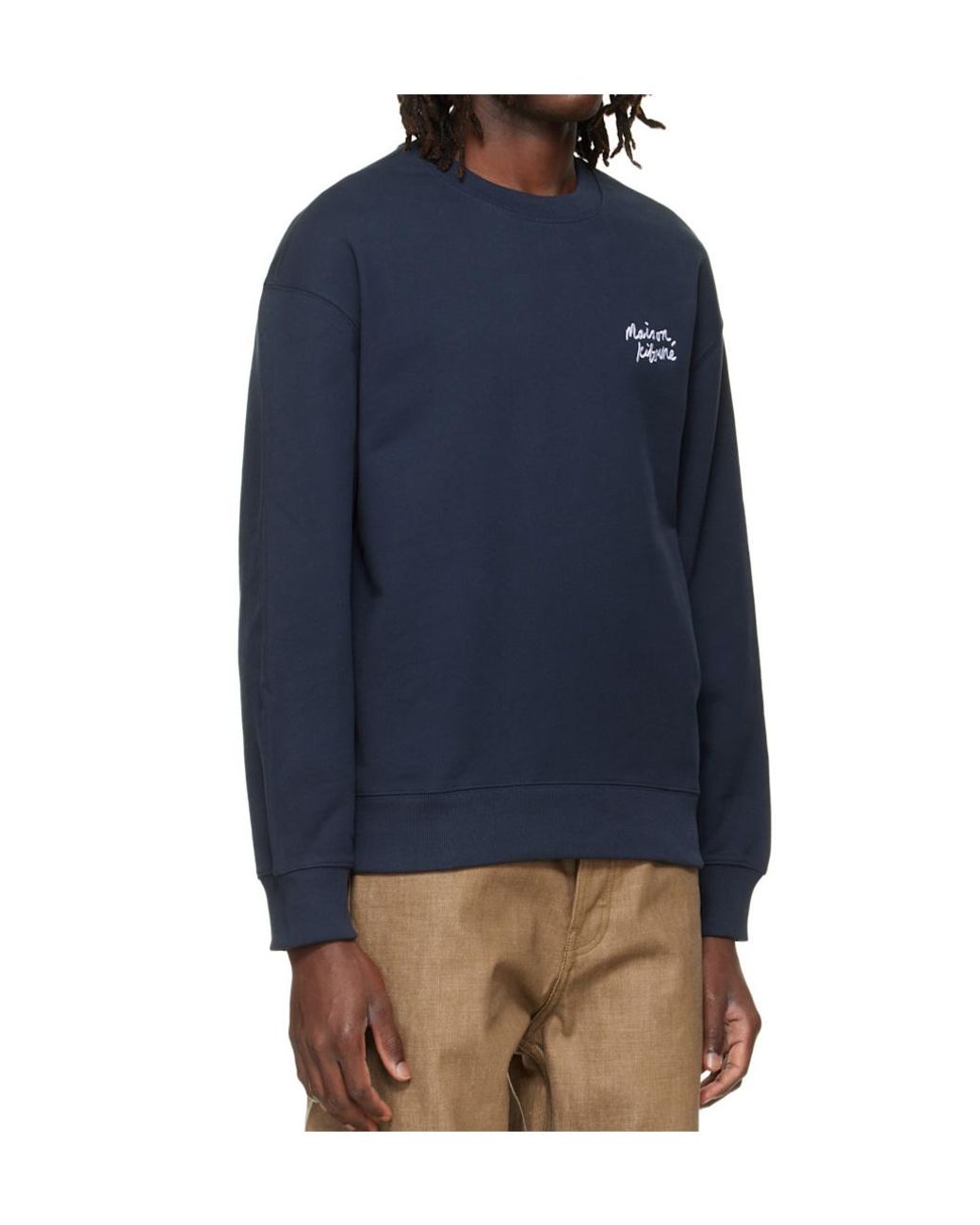 Maison Kitsuné Blue Maison Kitsuné Handwriting Logo Sweatshirt for men