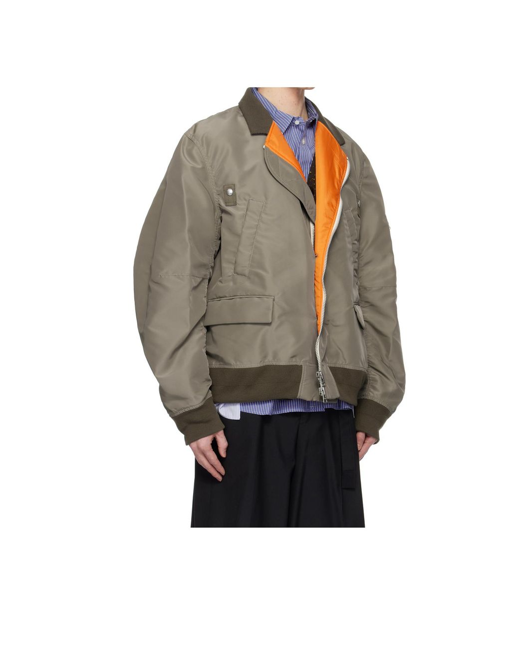 Sacai Gray Classic-Collar Bomber Jacket for men