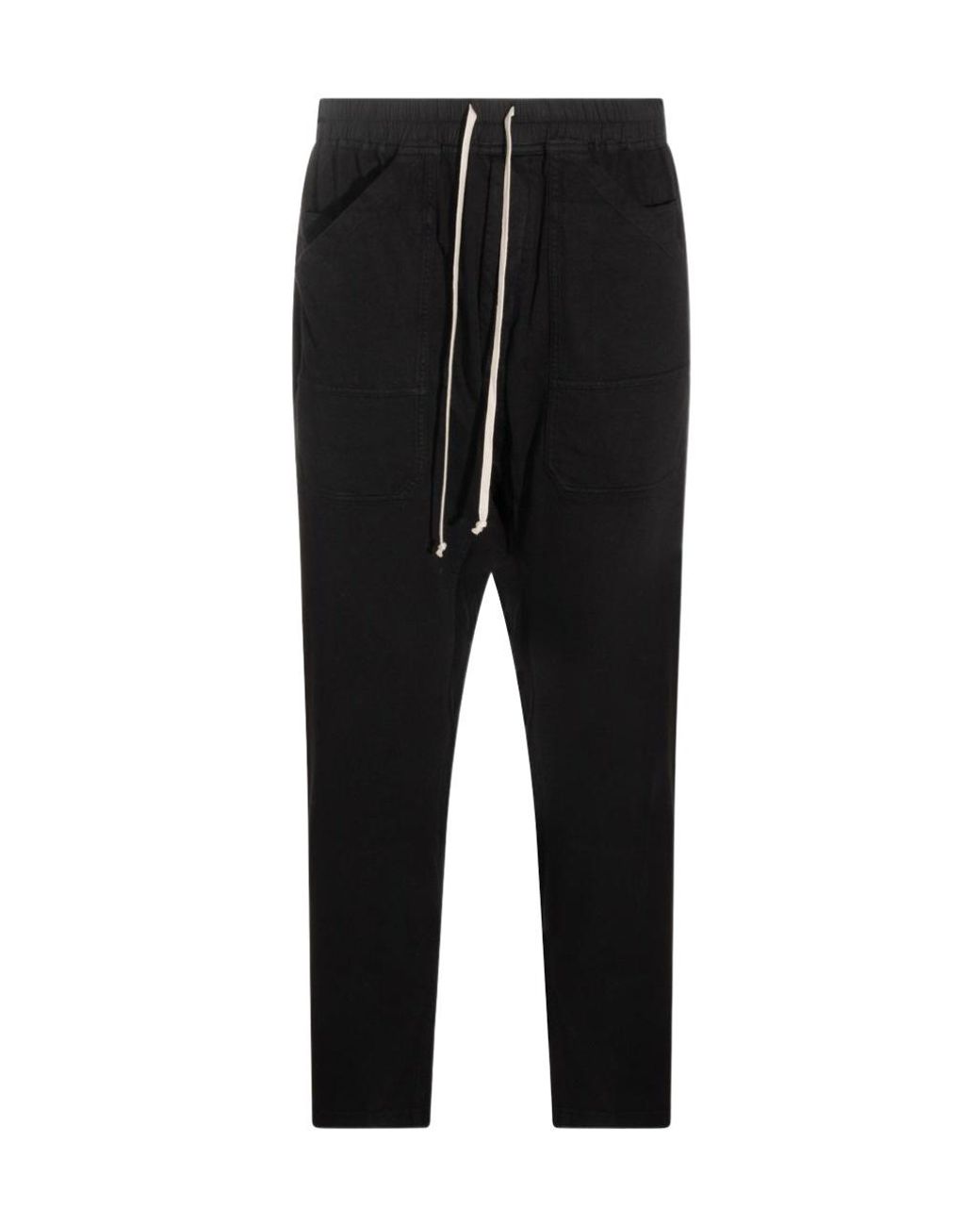 Rick Owens Black Drawstring Trousers for men
