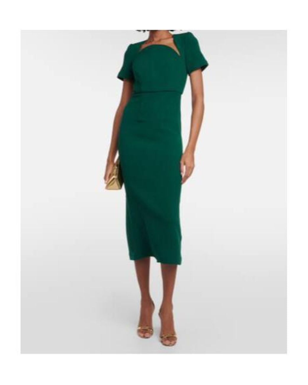 Roland Mouret Green Moon Wool Midi Dress