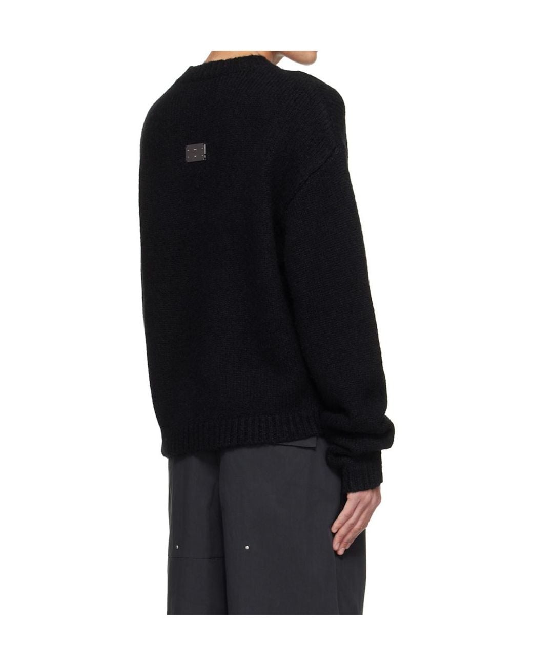 HELIOT EMIL Black Roan Alpaca Knit Crew Neck Sweater for men
