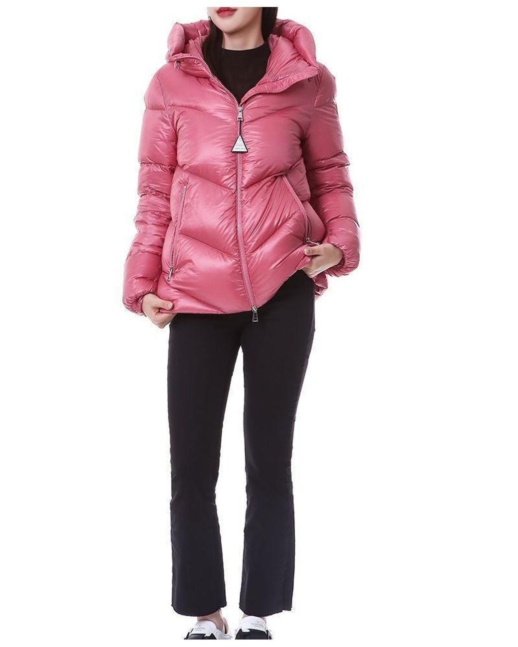 Moncler Pink Cropped Hooded Down Jacket
