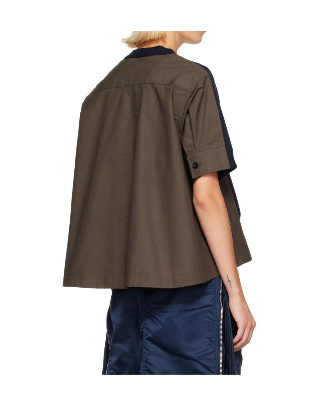 Sacai White Shell-Trimmed T-Shirt