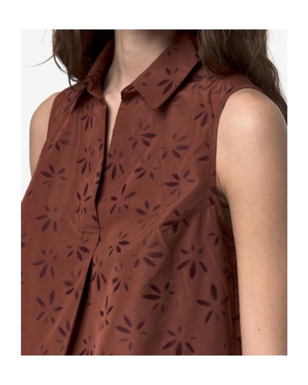 K-Way Brown Sleeveless Jacquard Top
