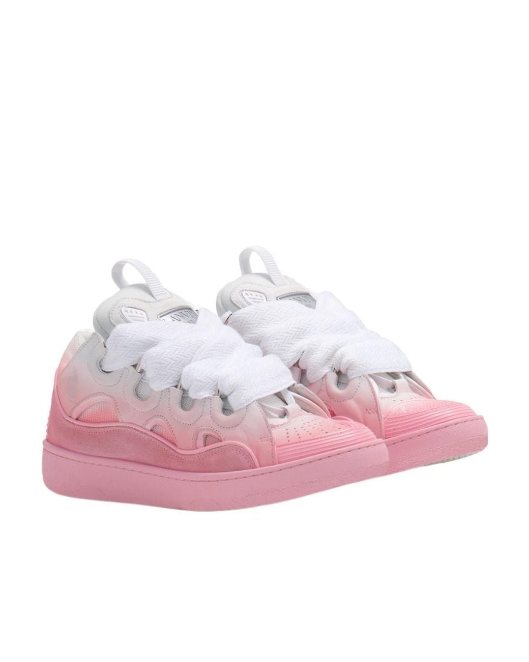 Lanvin Pink Curb Lace-Up Panelled Sneakers
