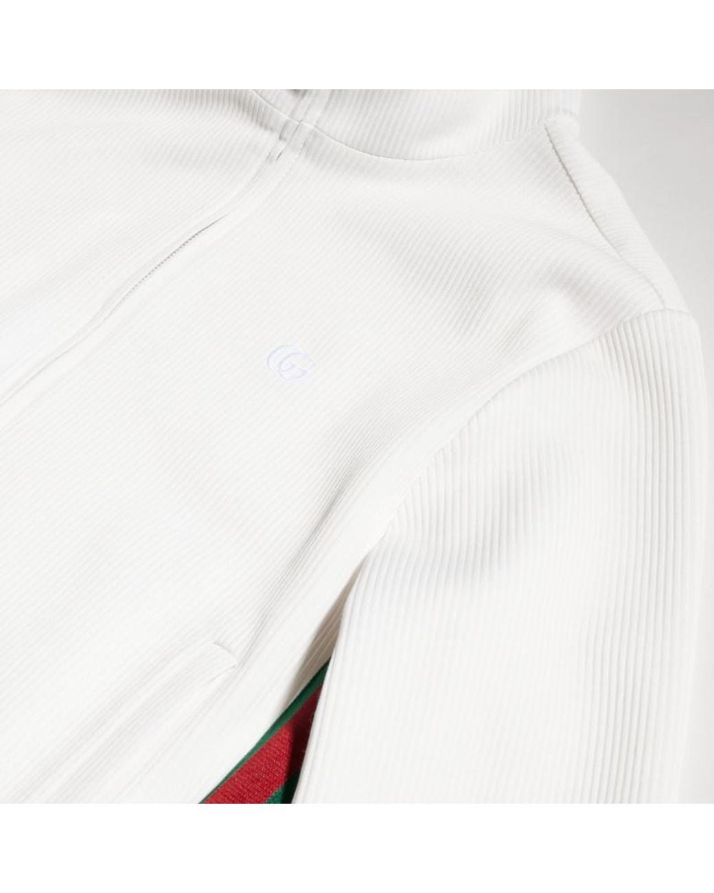 Gucci White Zip-Up Ribbed Sweatshirt