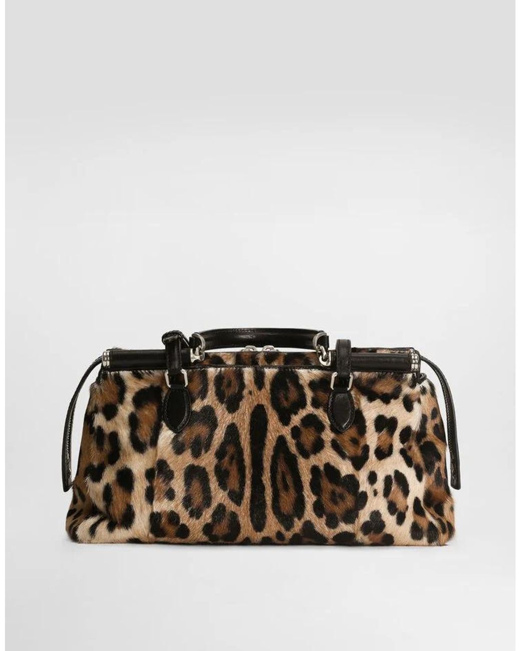 Dolce & Gabbana Black Leopard Printed Vittoria Bag