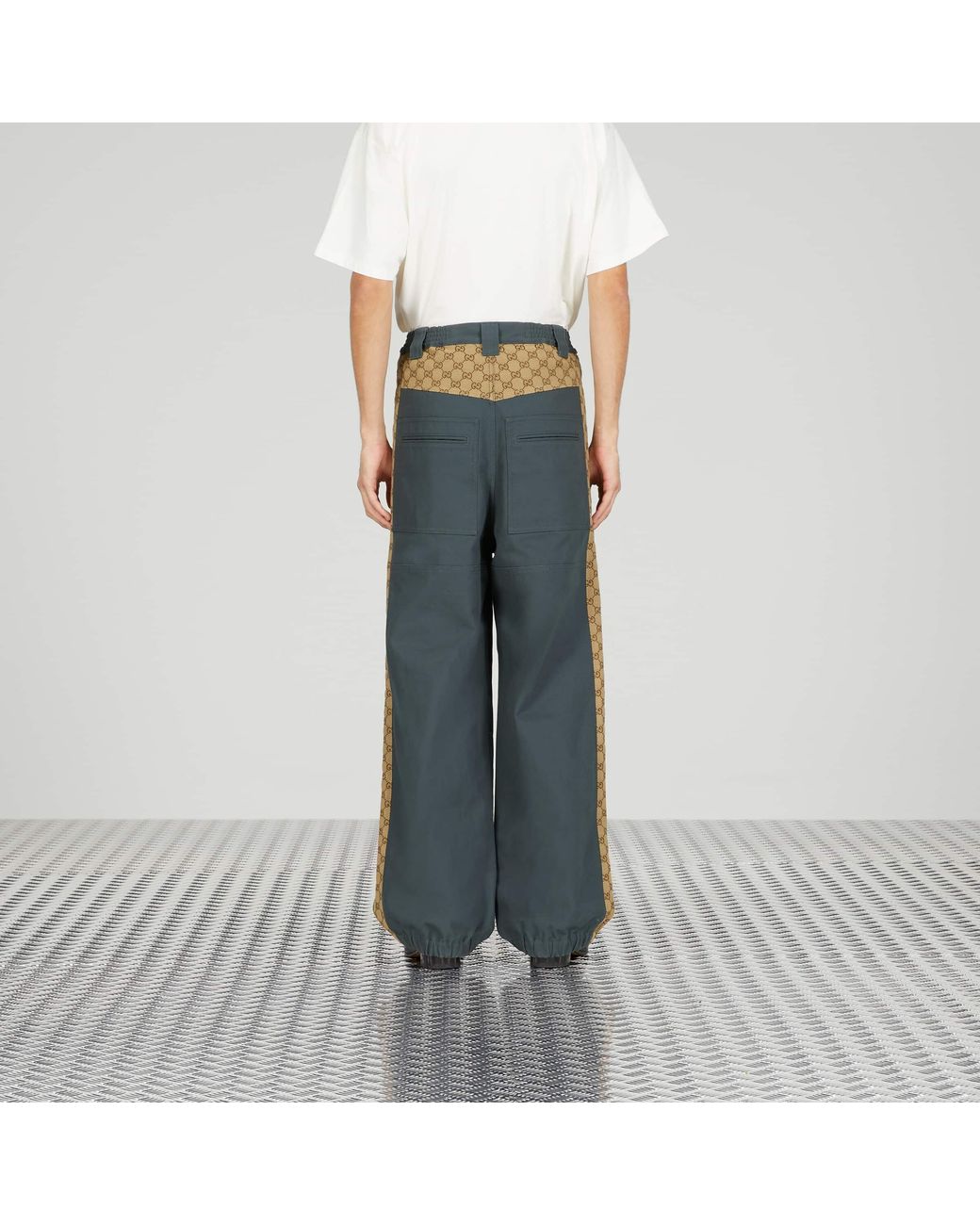 Gucci Gray Panel-Detailed Straight Leg Trousers for men