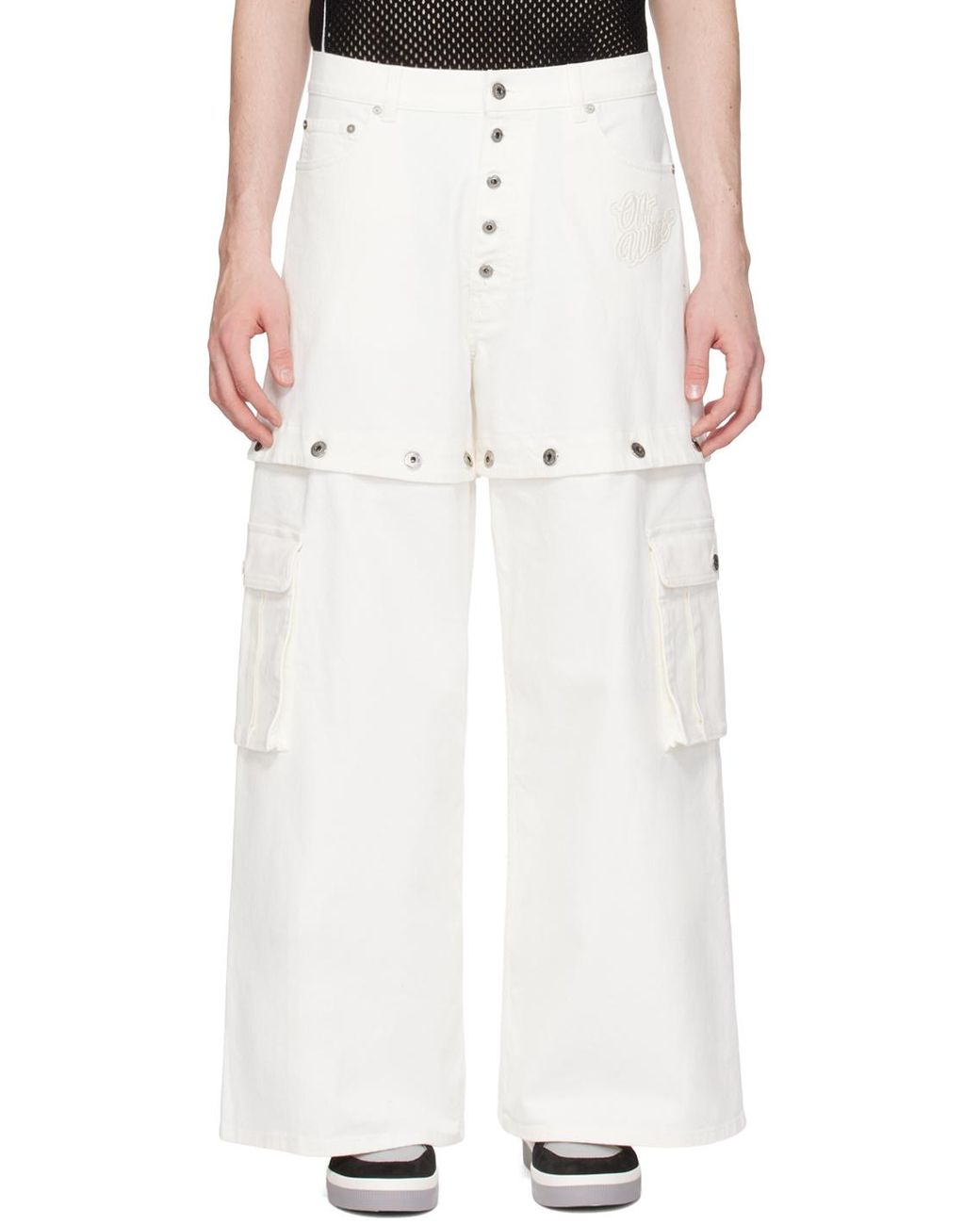 Off-White c/o Virgil Abloh White 90S Logo Patch Mid-Rise Jeans for men