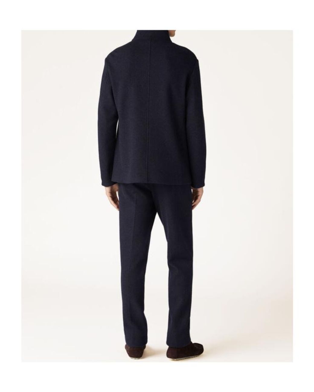Loro Piana Blue Button-Up Suede-Cashmere Jacket for men