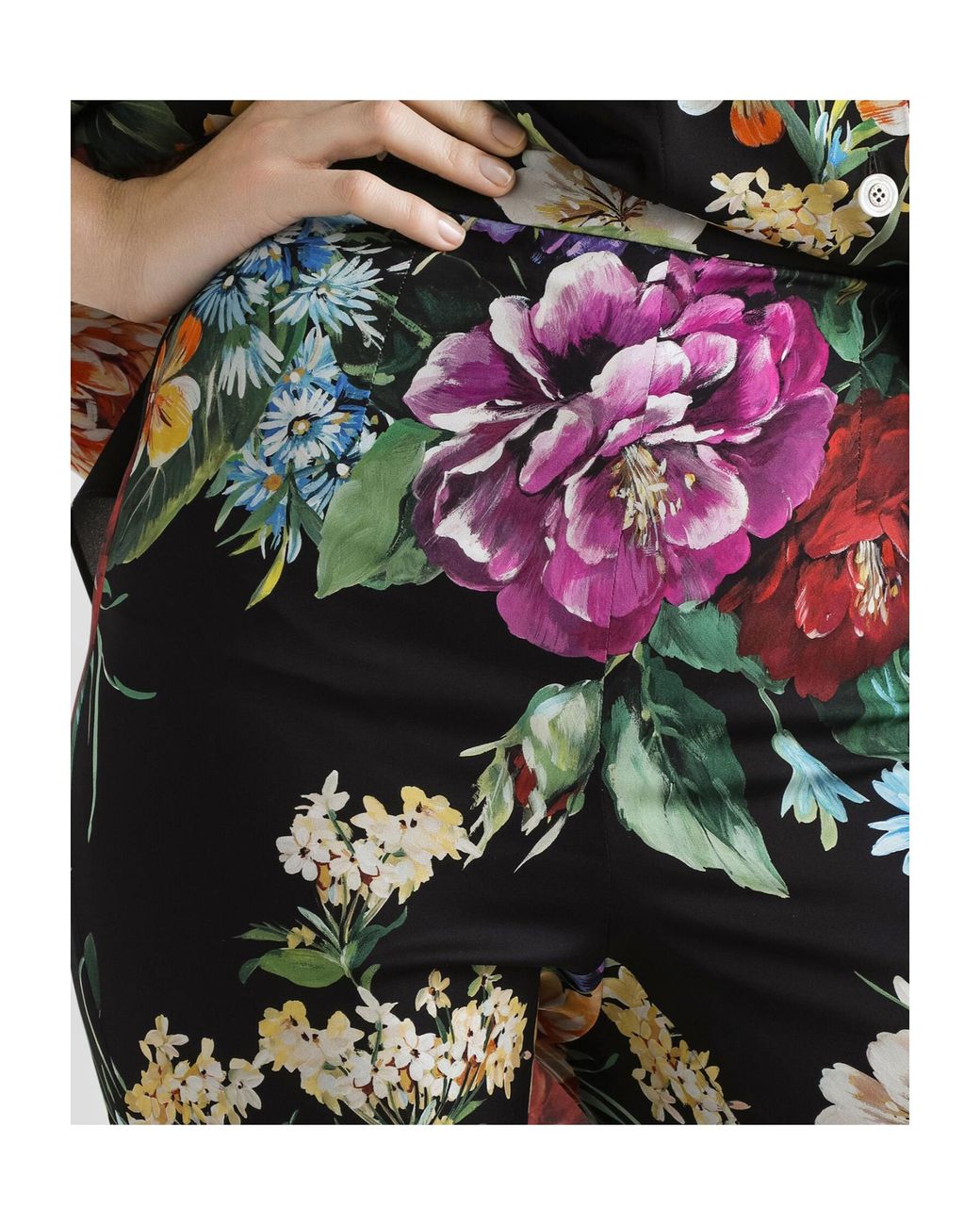 Dolce & Gabbana Red Floral-Print Leggings