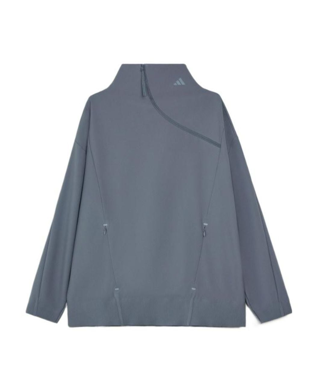 Adidas Blue Asymmetric Zip High Neck Sweatshirt for men