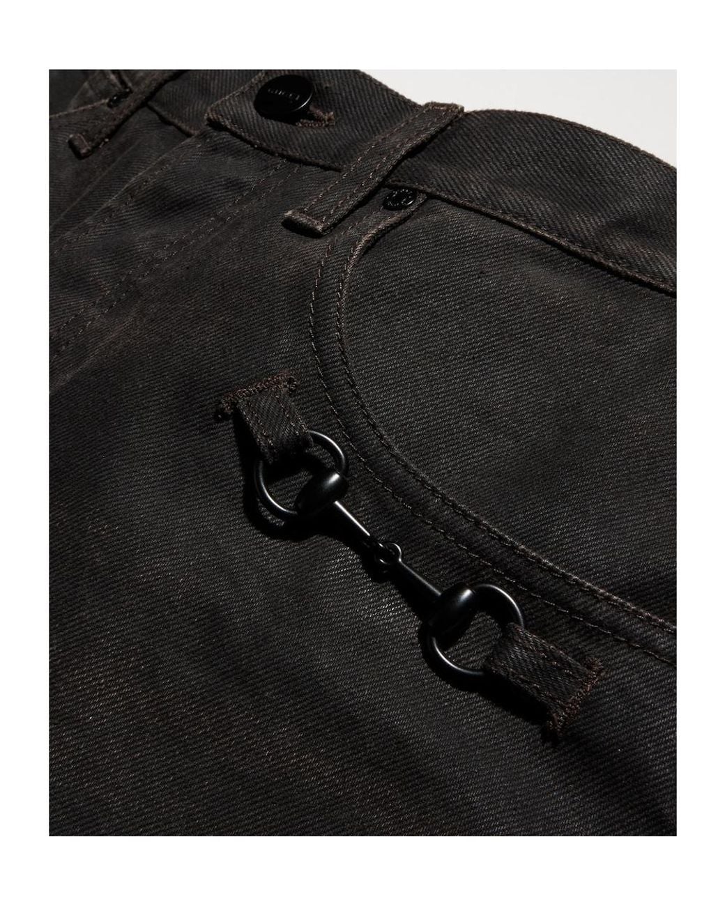 Gucci Black Horsebit Wide-Leg Jeans for men