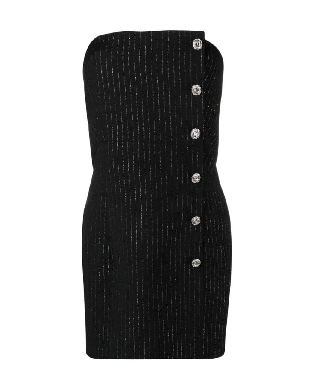 Alessandra Rich Black Pinstripe Mini Dress