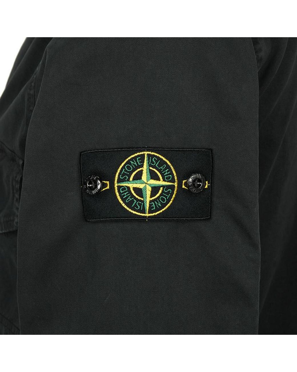 Stone Island Black Logo Patch Long Sleeved Shirt Jacket for men