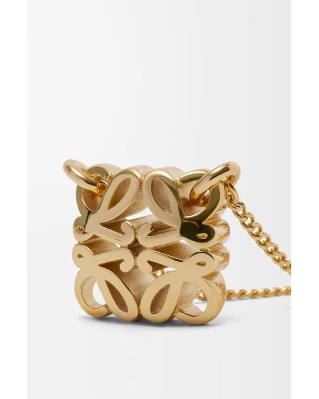Loewe White Anagram Bombé Double-Chain Necklace