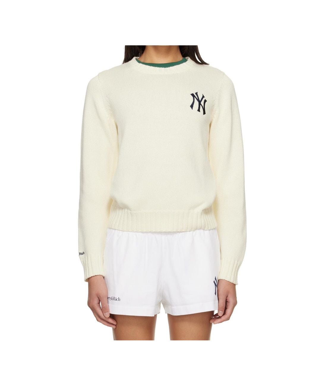 Sporty & Rich White Crew Neck Knit Sweater