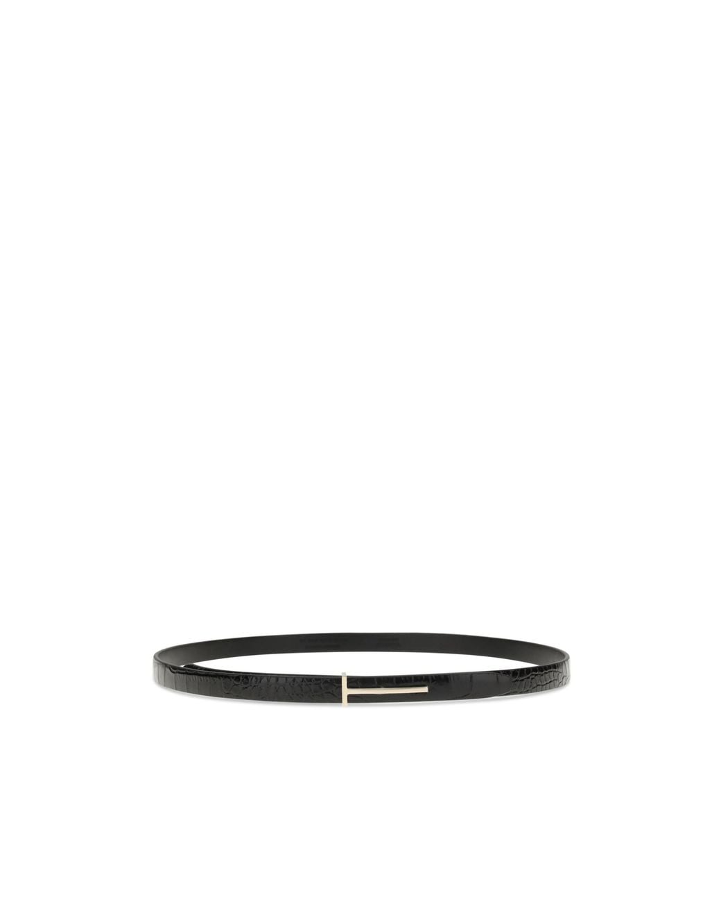 Tom Ford White Shiny Stamped Embossed Slim T Belt