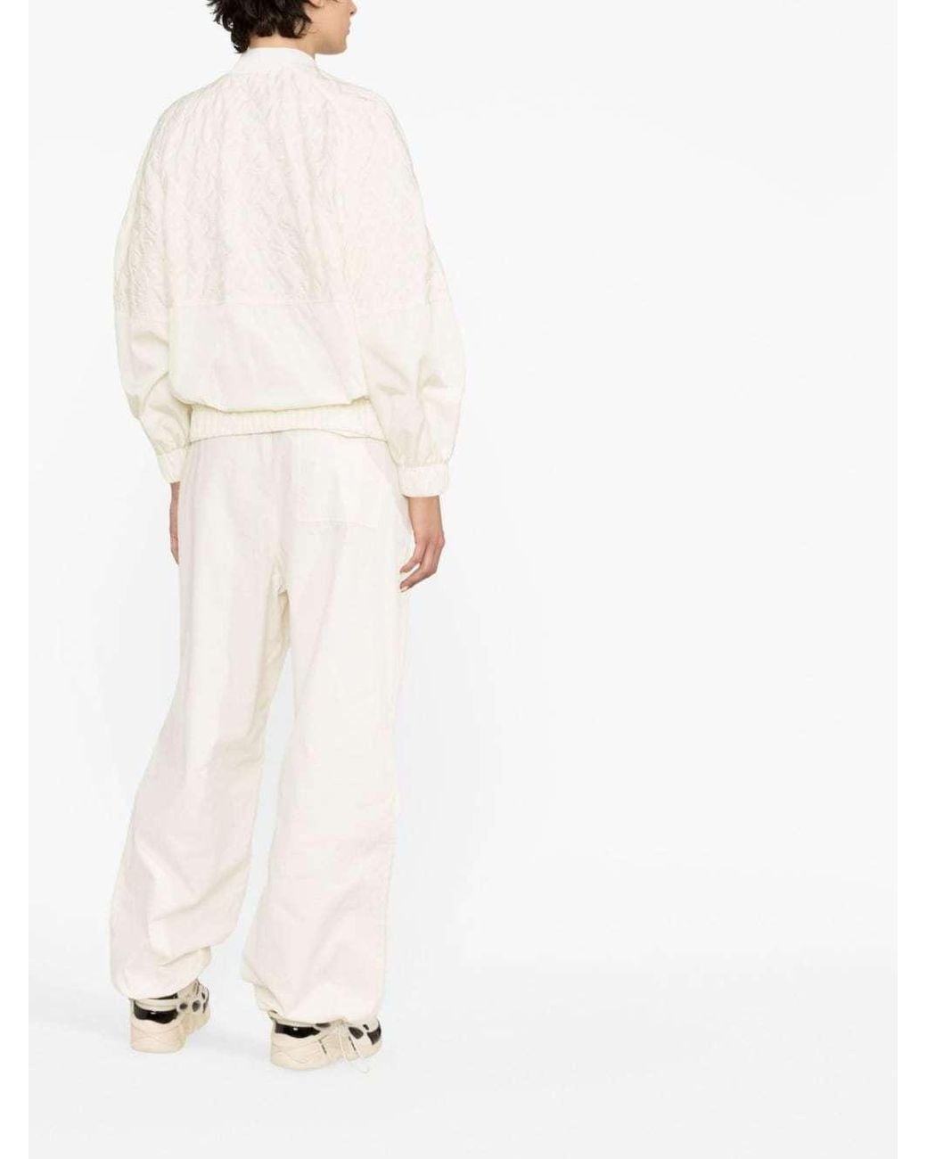 Moncler White Drawstring-Fastened Logo-Patch Hoodie