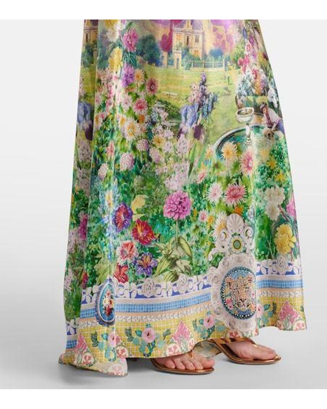 Camilla Blue Printed Silk Slip Dress