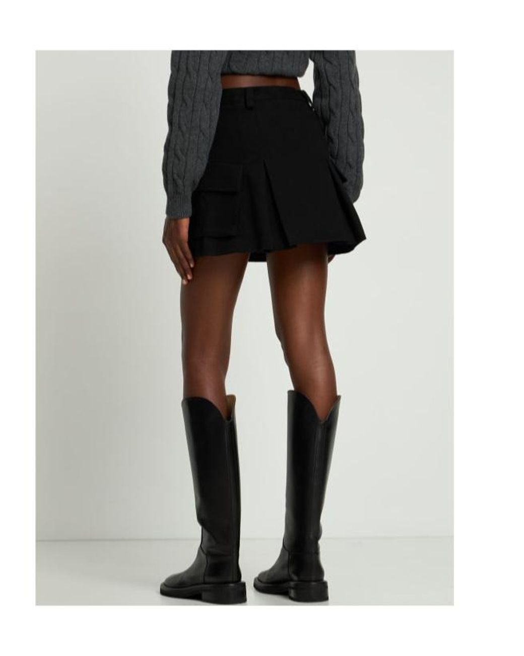 Frankie Shop Black Audrey Pleated Cotton Cargo Mini Skirt