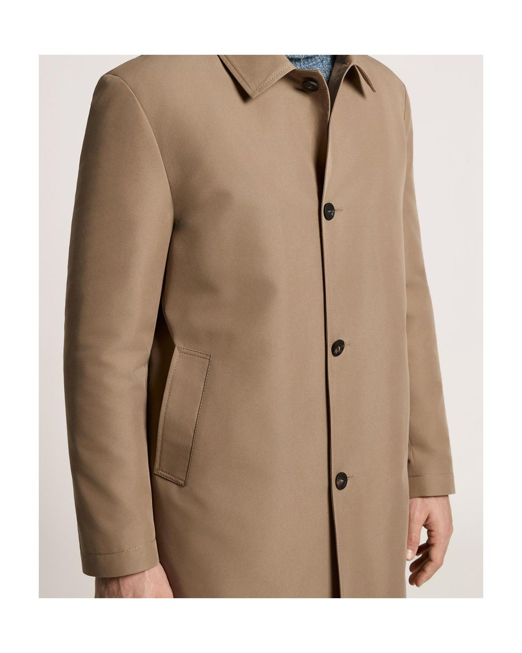 Peserico Natural Single-Breasted Twill Coat for men