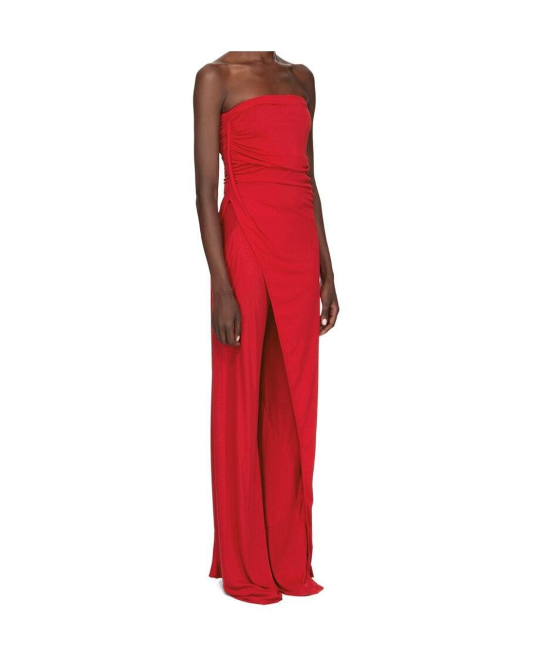 Rick Owens Red Draped Slit Top