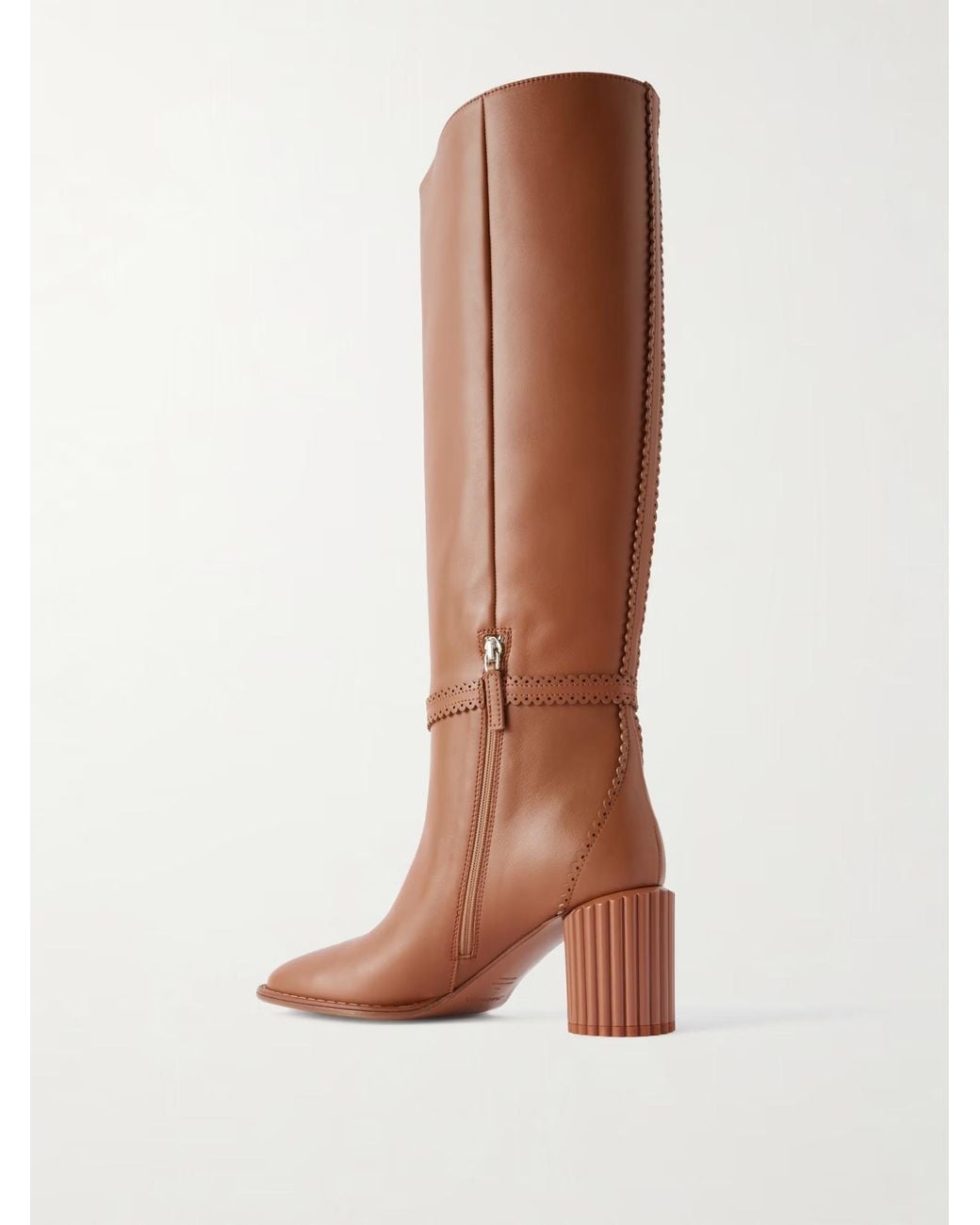 Zimmermann Brown Eddie Lace-Up Fan-Shaped Knee-High Boots