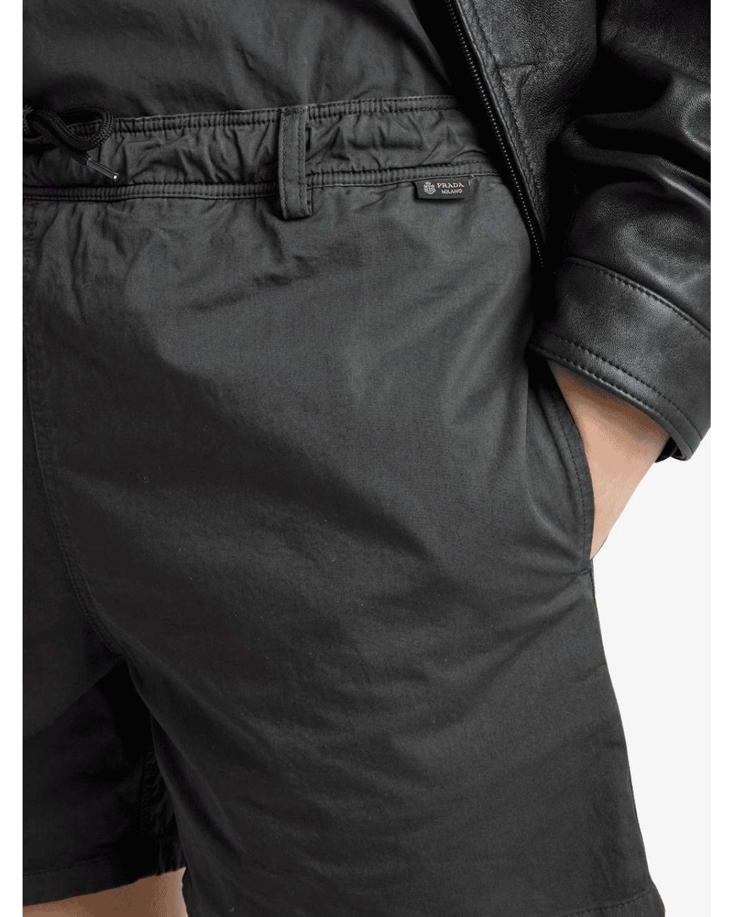 Prada Black Belt Loop Shorts for men