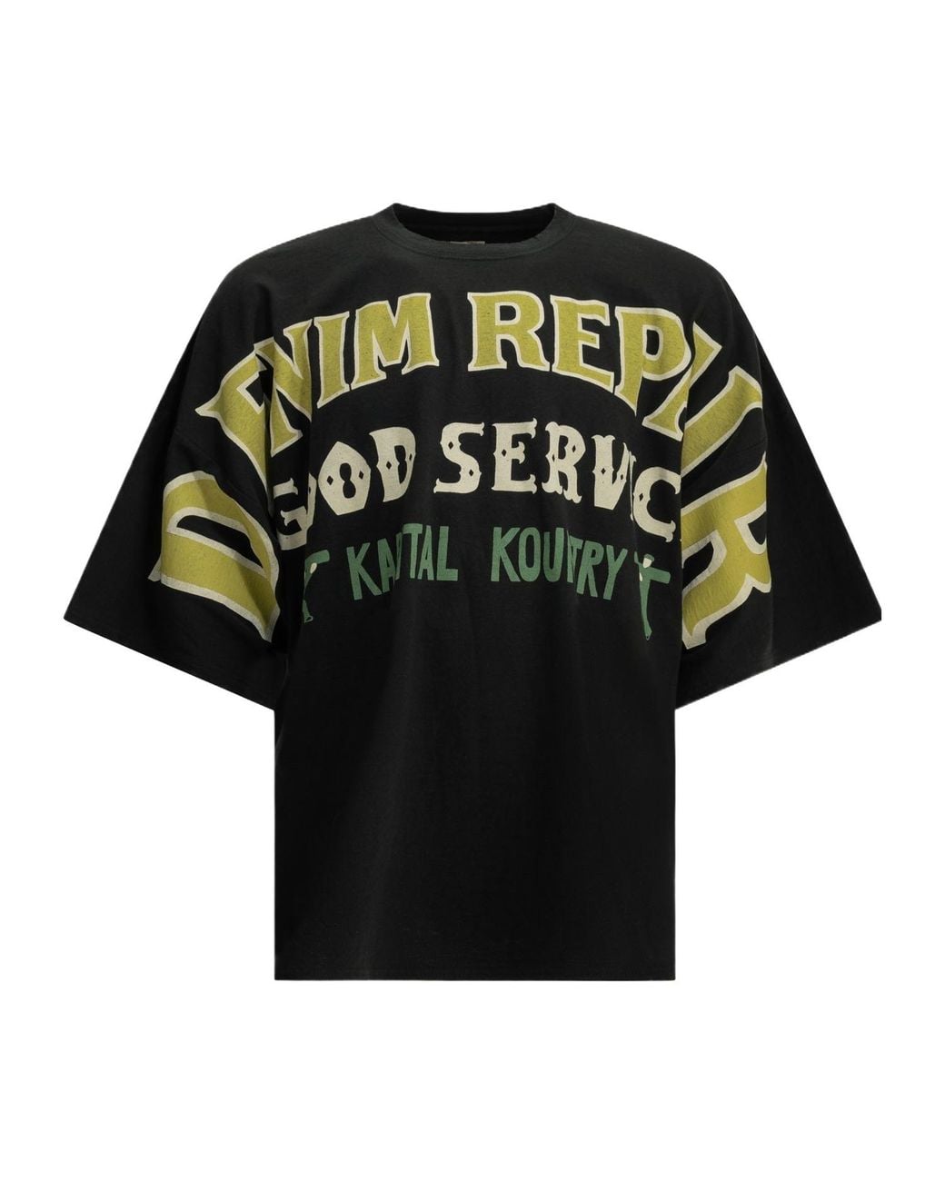 Kapital Black Logo-Print Cotton T-Shirt for men