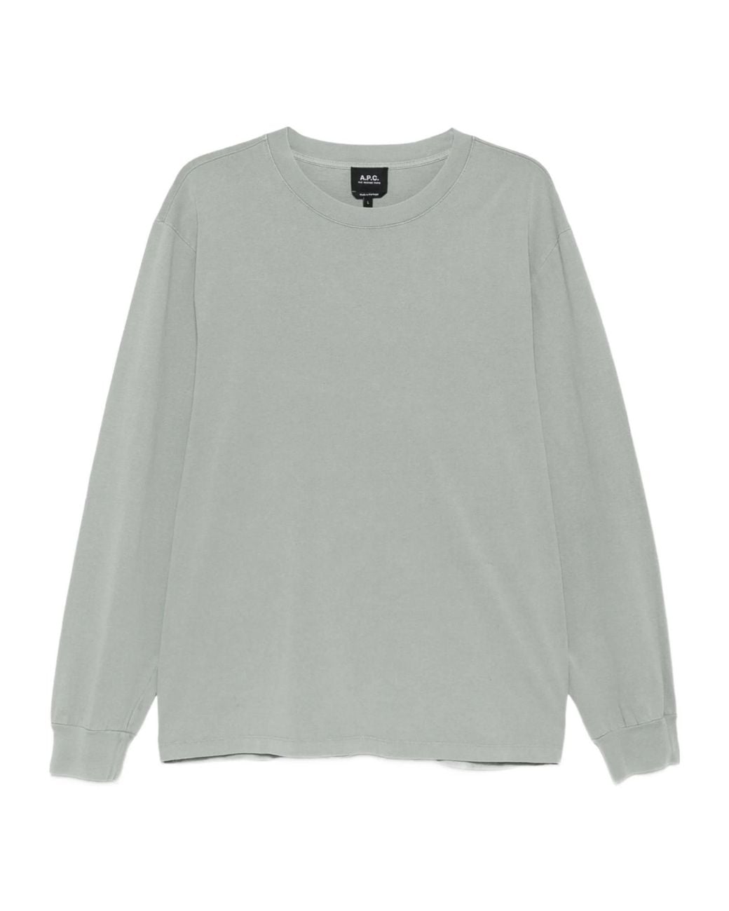 A.P.C. Gray Logo-Print Long-Sleeve T-Shirt for men