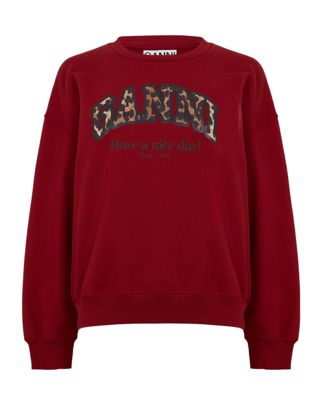 Ganni Red Graphic Crew-Neck Sweatshirt